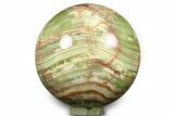 Polished Green Banded Calcite Sphere - Pakistan #264747-1